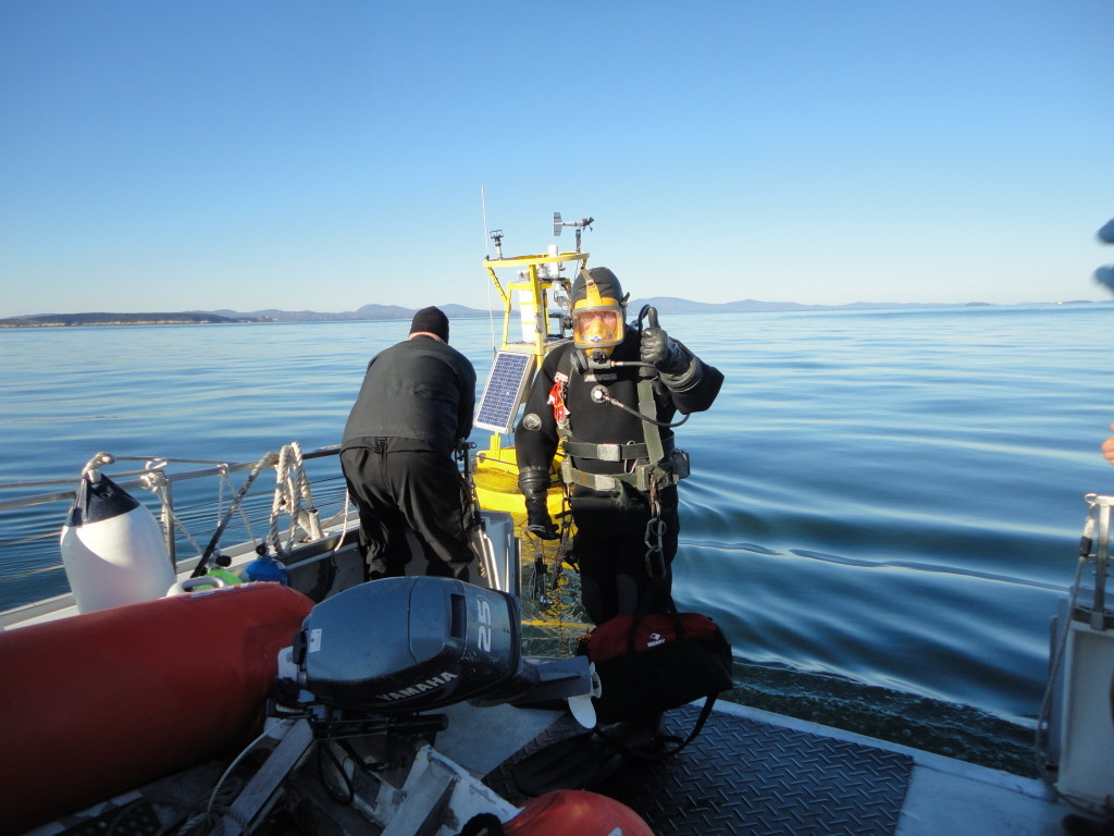Repairs to ocean data collection buoy, Penobscot Bay.